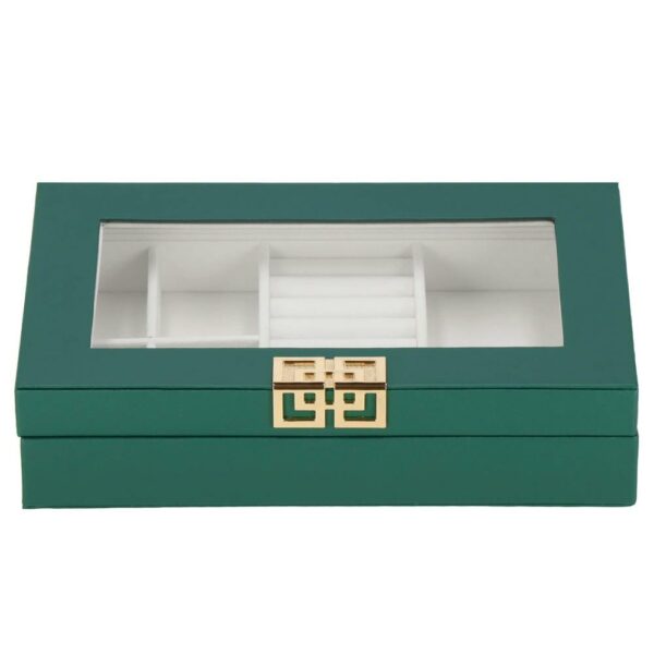 (DL) Cutie depozitare si organizare bijuterii, MDF, piele ecologica, 23,5 x 14 x 5,5cm, verde sticla - Image 8