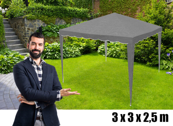 Cort pavilion de gradina pliabil automat pop-up, impermeabil, cu protectie UV, 300x300cm, gri - Image 8