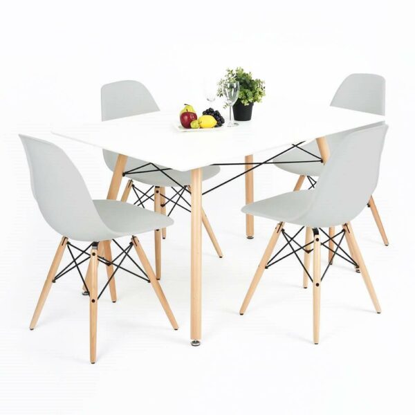 Set 4 scaune dining Scandinav pentru bucatarie, 38x42x82cm, gri - Image 6
