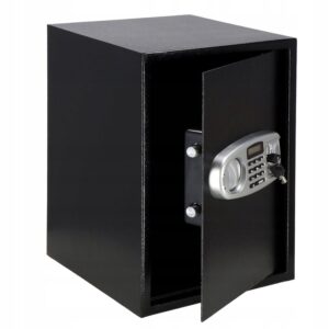 Seif electronic standard cu cifru si cheie, 350x500x360 mm, Otel, Negru
