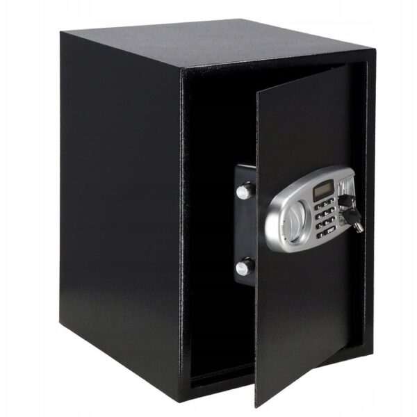 Seif electronic standard cu cifru si cheie, 350x500x360 mm, Otel, Negru