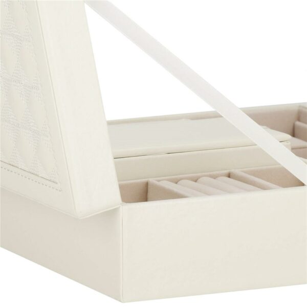 (DL) Cutie depozitare si organizare bijuterii, MDF, piele ecologica, 25 x 25 x 8,5cm, crem deschis - Image 9