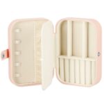 (DL) Cutie depozitare si organizare bijuterii, MDF, piele ecologica, 16 x 11 x 5cm, roz
