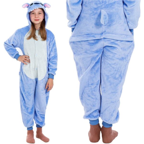 Pijama tip salopeta pentru copii, model stitch, marime 120-130cm - Image 9