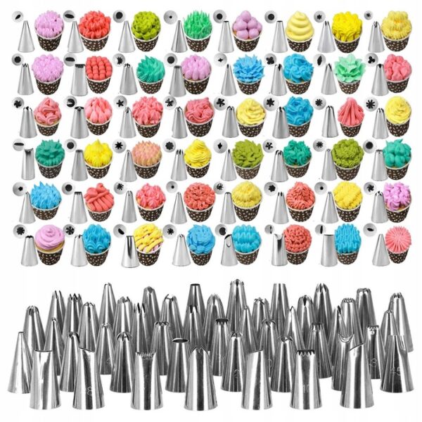 Set patiserie cu platou rotativ, 200 piese cu sabloane pentru ornarea prajiturilor - Image 11