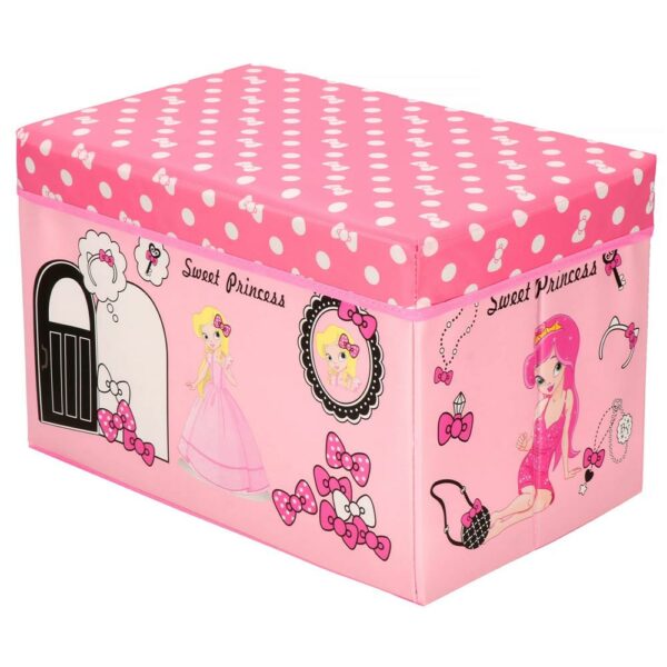 Cutie depozitare jucarii, pliabila cu capac, model printese, 48x30x29cm, roz - Image 8