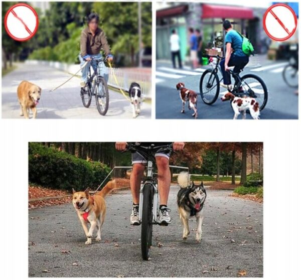 Lesa hands-free de caini pentru bicicleta, Sersimo, Negru - Image 6