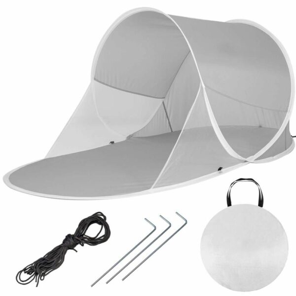 Cort plaja si picnic semi-deschis Sersimo, protectie UV, 190x100x90cm, gri - Image 10