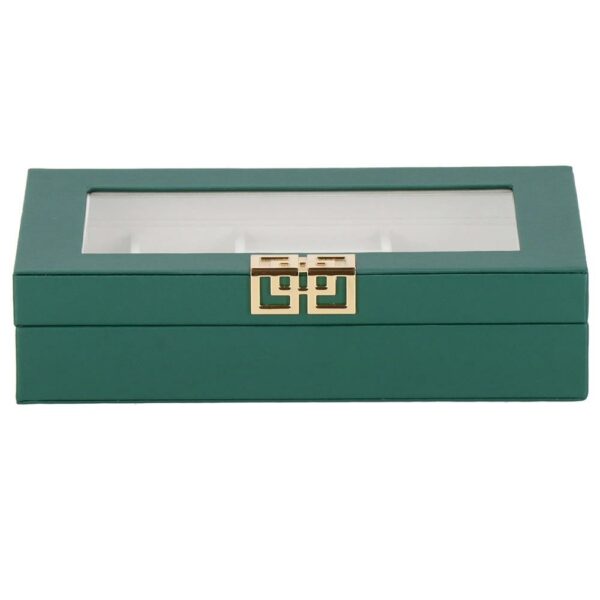 (DL) Cutie depozitare si organizare bijuterii, MDF, piele ecologica, 23,5 x 14 x 5,5cm, verde sticla - Image 9