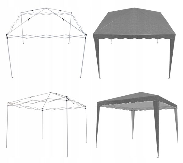 Cort pavilion de gradina pliabil automat pop-up, impermeabil, cu protectie UV, 300x300cm, gri - Image 9
