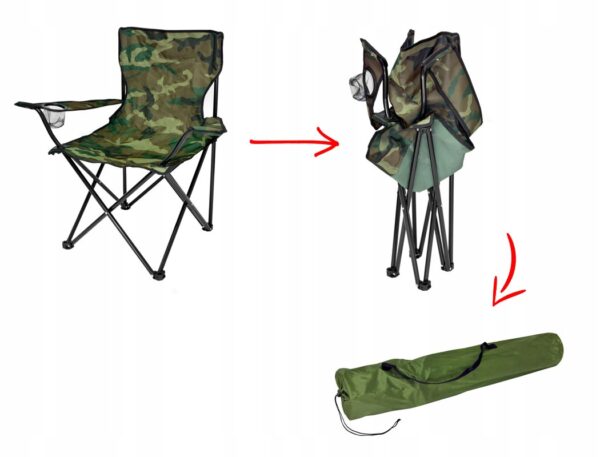 Scaun pliabil camping sau pescuit Sersimo, suport pahar, camuflaj - Image 8