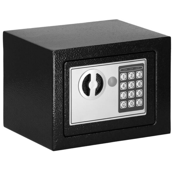 Standard elektronikus széf kóddal és kulccsal, 170x230x170 mm, Acél, Fekete - Image 9