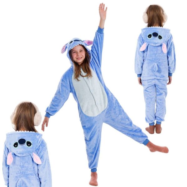 Pijama tip salopeta pentru copii, model stitch, marime 120-130cm - Image 10