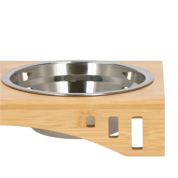 Set de 2 castroane din inox cu suport de bambus, 2x14cm - Image 10