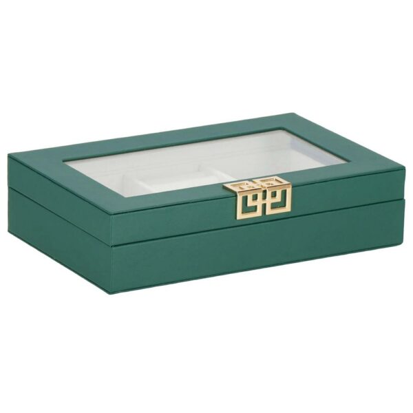 (DL) Cutie depozitare si organizare bijuterii, MDF, piele ecologica, 23,5 x 14 x 5,5cm, verde sticla - Image 10