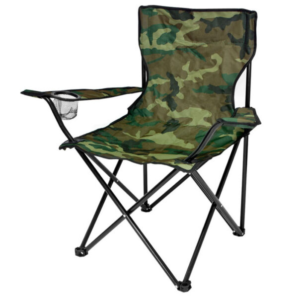 Scaun pliabil camping sau pescuit Sersimo, suport pahar, camuflaj