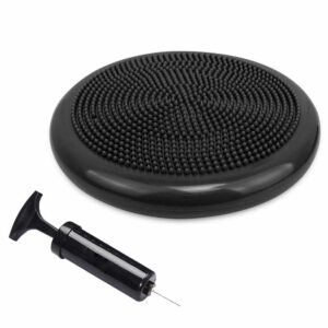 Fitness párna egyensúlyozáshoz, átmérő 34 cm, pumpa mellékelve, fekete