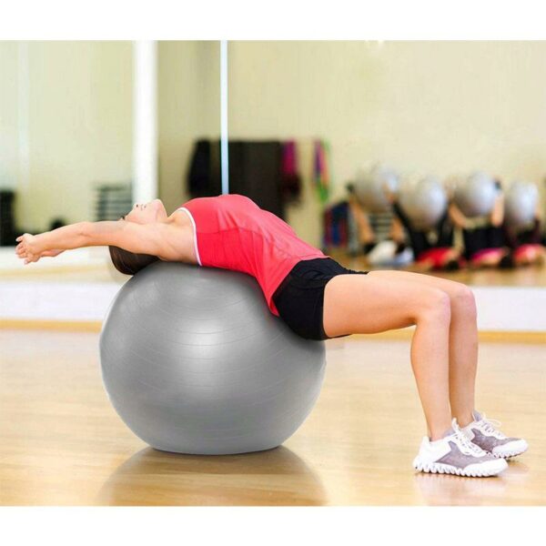 Minge pentru fitness sau yoga 75cm, 300kg, pompa inclusa, gri - Image 2