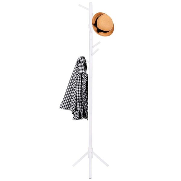 Cuier tip pom din lemn Sersimo, 8 agatatoare, 175cm, alb - Image 2