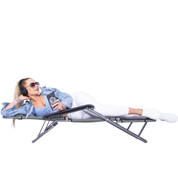 Összecsukható napágy SERSIMO GC30, Relax Zero Gravity, 80x60x153cm, közepes szürke - Image 8