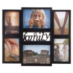 Fali képkeret, 6 fotóból álló kollázs, 36x42cm, fekete