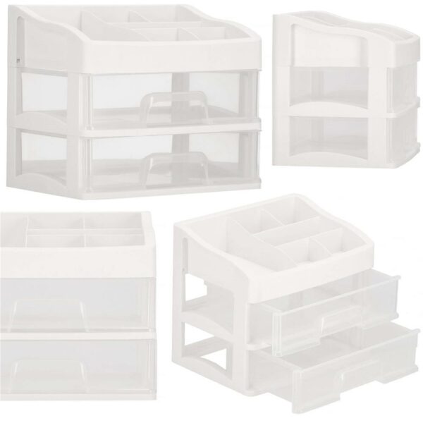 (DL) Organizator cutie depozitare pentru produse cosmetice, bijuterii cu 2 sertare si 7 compartimente - Image 11