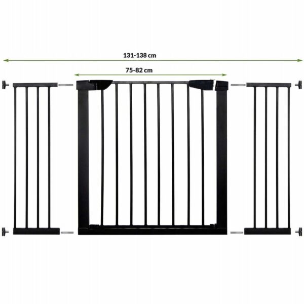 Biztonsági kapu lépcsőhöz, hosszabbító 131-138 cm, acélból, fekete - Image 3