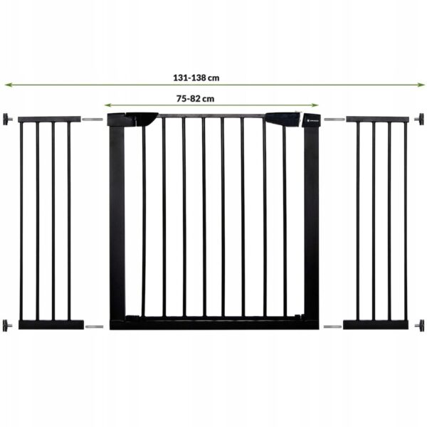 Biztonsági kapu lépcsőhöz, hosszabbító 131-138 cm, acélból, fekete - Image 12