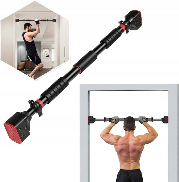 Ajtókeretbe illeszthető húzódzkodó rúd, acélból gumi végekkel, hossza 72-110 cm - Image 12
