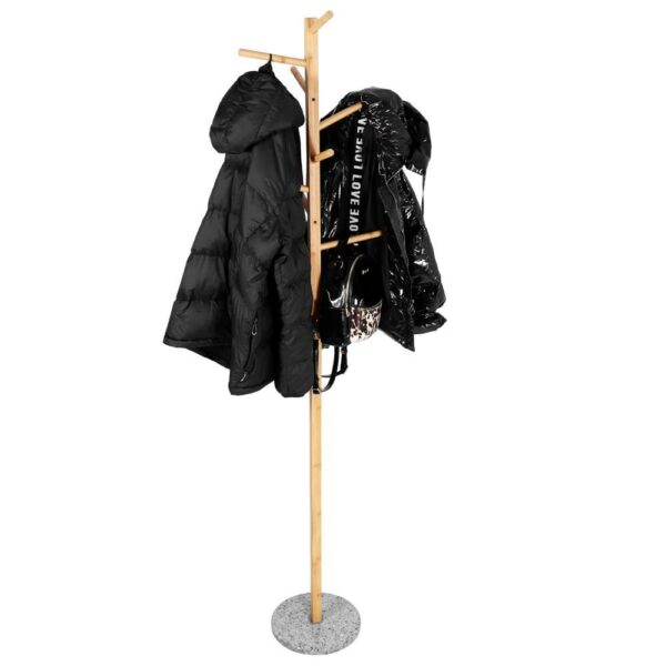 Bambusz fogas gránit talppal, 8 akasztó, 182cm, natúr - Image 12