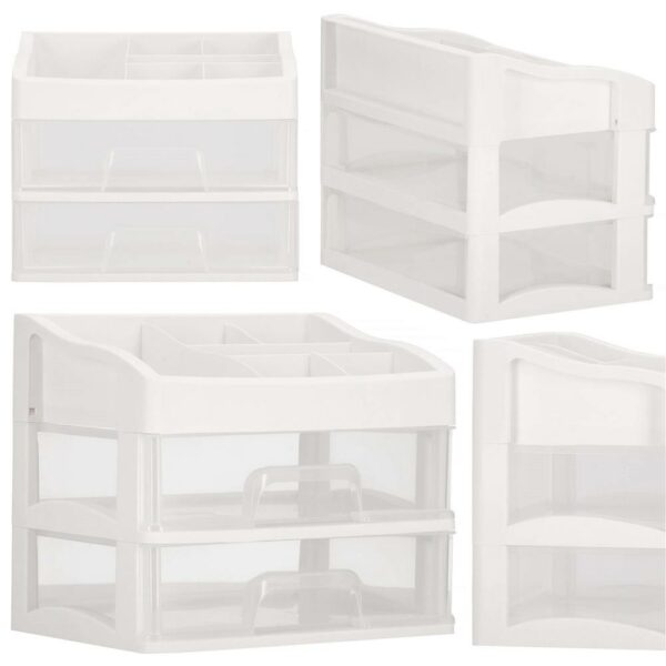 (DL) Organizator cutie depozitare pentru produse cosmetice, bijuterii cu 2 sertare si 7 compartimente - Image 12