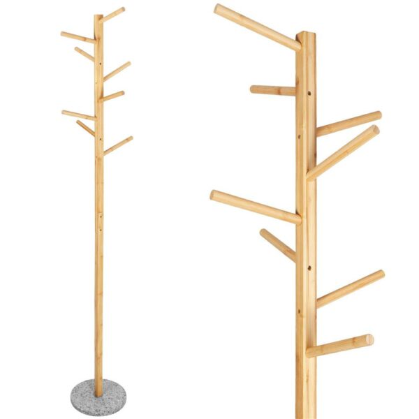Bambusz fogas gránit talppal, 8 akasztó, 182cm, natúr - Image 13