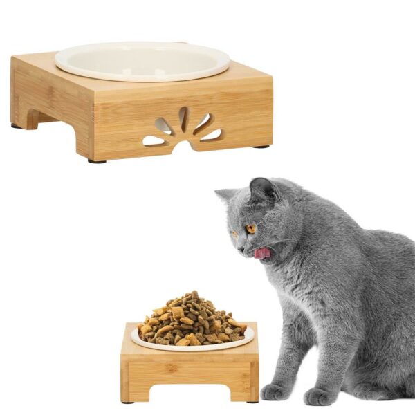 Kerámia tál, tál, kutyának vagy macskának, bambusz alátéttel, 15cm - Image 14