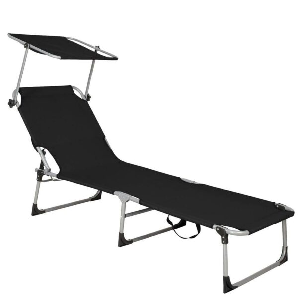 Sezlong pliabil cu parasolar, 188x57x38cm, sarcina 120kg, gri antracit - Image 17