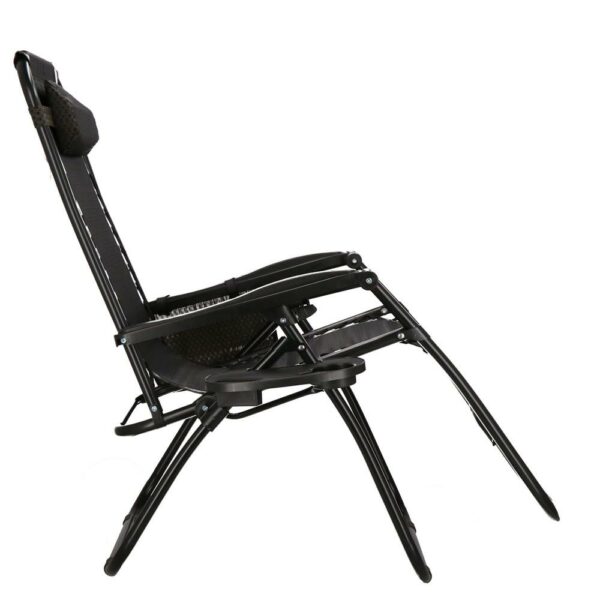 Sezlong scaun pliant plaja sau gradina, Siesta, gravitatie zero, cu tetiera, 175x67x110 cm, maro - Image 14