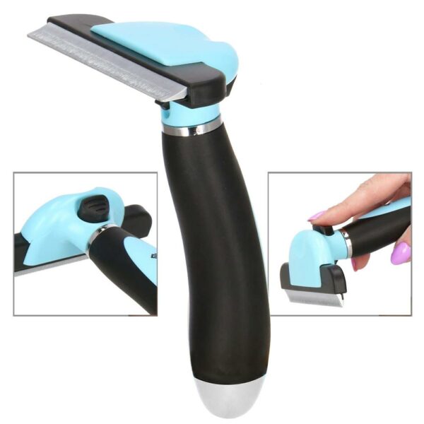 Trimmer fésű hosszú vagy rövid szőrű kutyáknak és macskáknak, tisztítható, 10 cm-es fogak, fekete kék - Image 19
