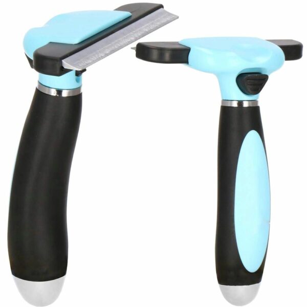 Trimmer fésű hosszú vagy rövid szőrű kutyáknak és macskáknak, tisztítható, 10 cm-es fogak, fekete kék - Image 2