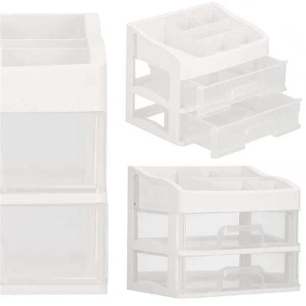 (DL) Organizator cutie depozitare pentru produse cosmetice, bijuterii cu 2 sertare si 7 compartimente - Image 2