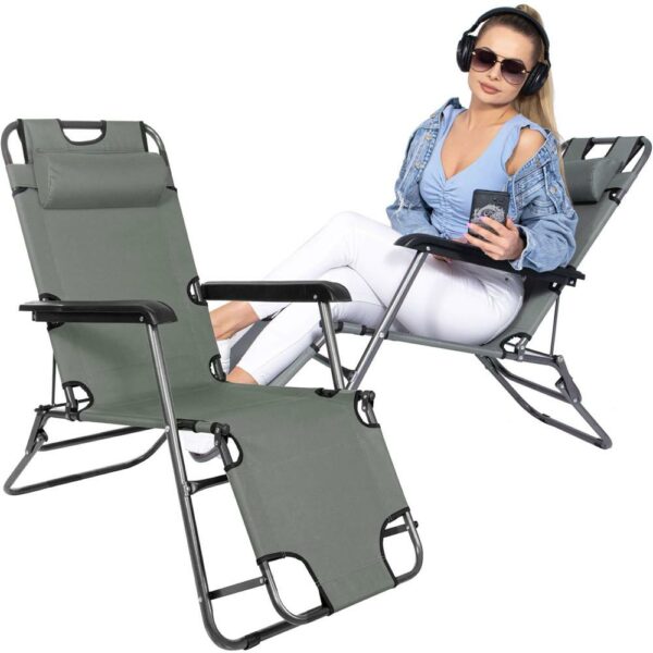 Összecsukható napágy SERSIMO GC30, Relax Zero Gravity, 80x60x153cm, közepes szürke - Image 16