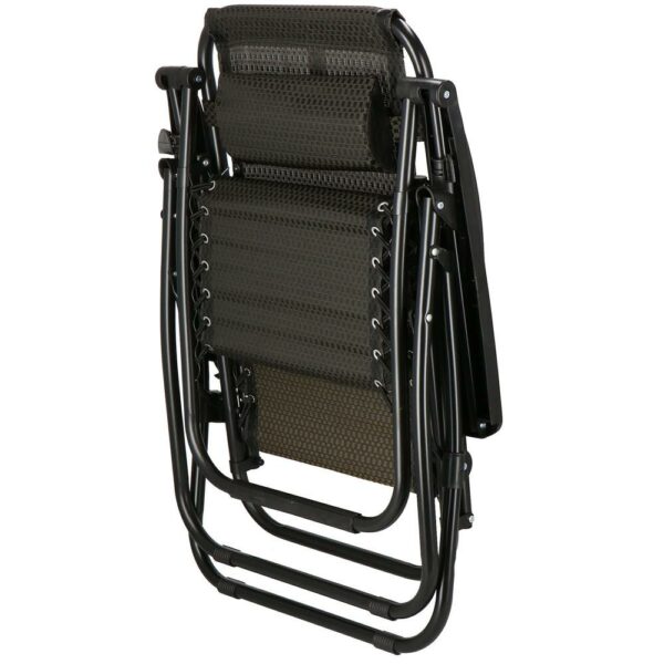 Sezlong scaun pliant plaja sau gradina, Siesta, gravitatie zero, cu tetiera, 175x67x110 cm, maro - Image 17