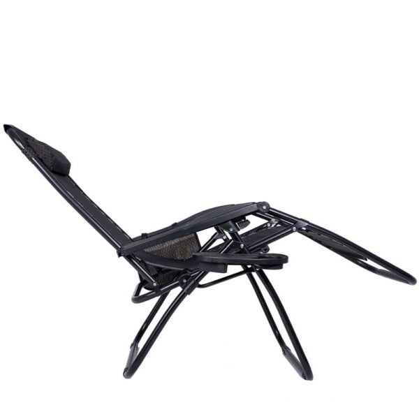 Sezlong scaun pliant plaja sau gradina, Siesta, gravitatie zero, cu tetiera, 175x67x110 cm, maro - Image 21