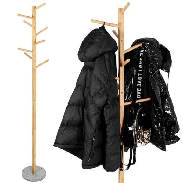 Bambusz fogas gránit talppal, 8 akasztó, 182cm, natúr - Image 2