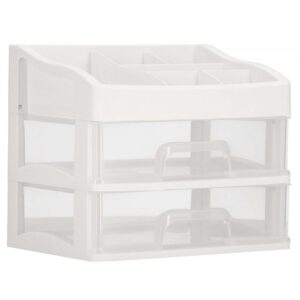 (DL) Organizator cutie depozitare pentru produse cosmetice, bijuterii cu 2 sertare si 7 compartimente