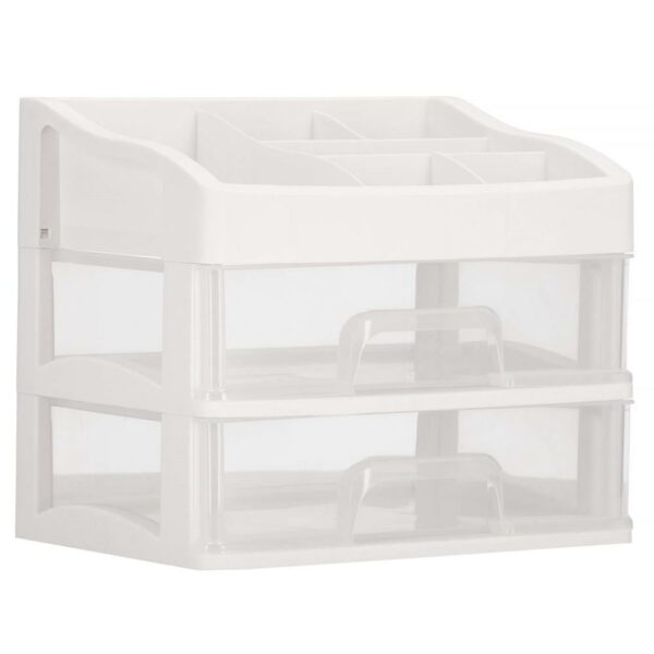 (DL) Organizator cutie depozitare pentru produse cosmetice, bijuterii cu 2 sertare si 7 compartimente