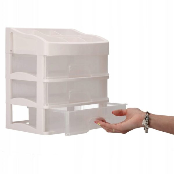 (DL) Organizator cutie depozitare pentru produse cosmetice, bijuterii cu 3 sertare si 5 compartimente - Image 2
