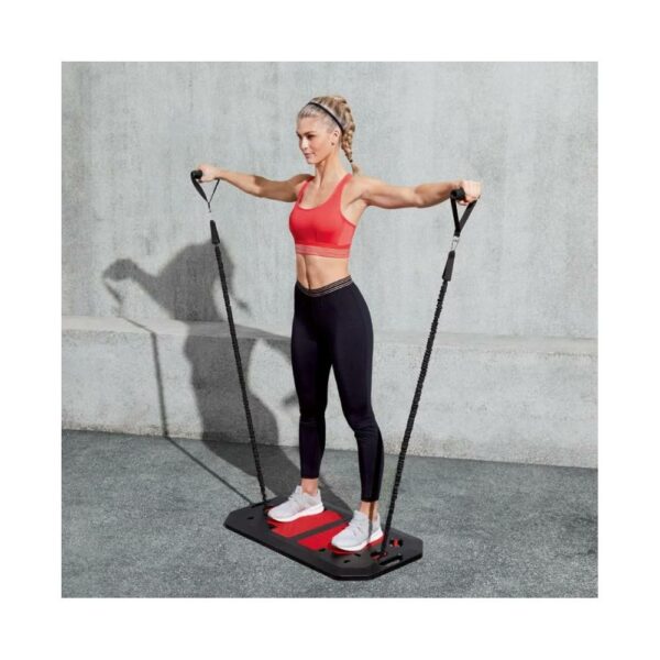 Set de antrenament Crossfit portabil, tip valiza, capacitate maxima 230kg, negru si rosu - Image 4