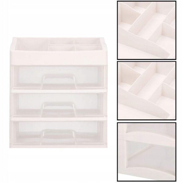 (DL) Organizator cutie depozitare pentru produse cosmetice, bijuterii cu 3 sertare si 5 compartimente - Image 3