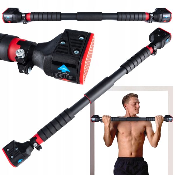 Ajtókeretbe illeszthető húzódzkodó rúd, acélból gumi végekkel, hossza 72-110 cm - Image 4