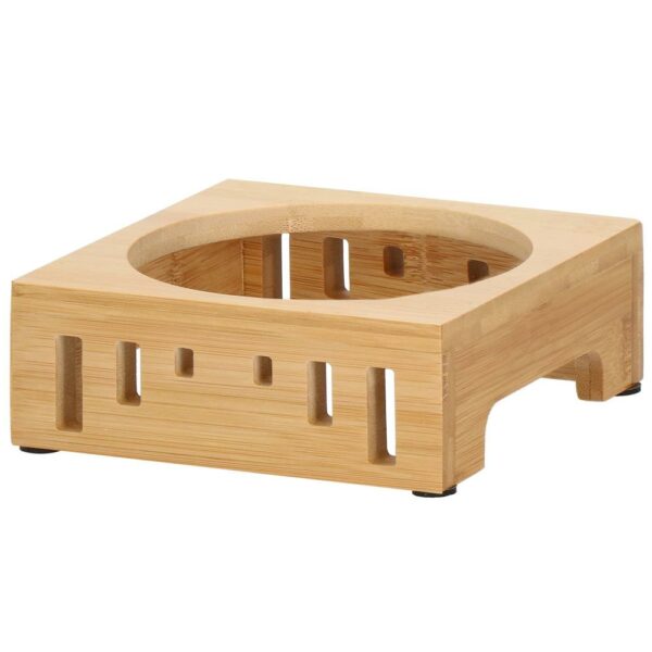 Rozsdamentes acél tál, tál, kutyának vagy macskának, bambusz támasztékkal, 15cm - Image 3