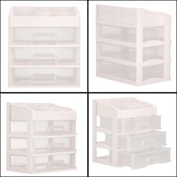 (DL) Organizator cutie depozitare pentru produse cosmetice, bijuterii cu 3 sertare si 5 compartimente - Image 4